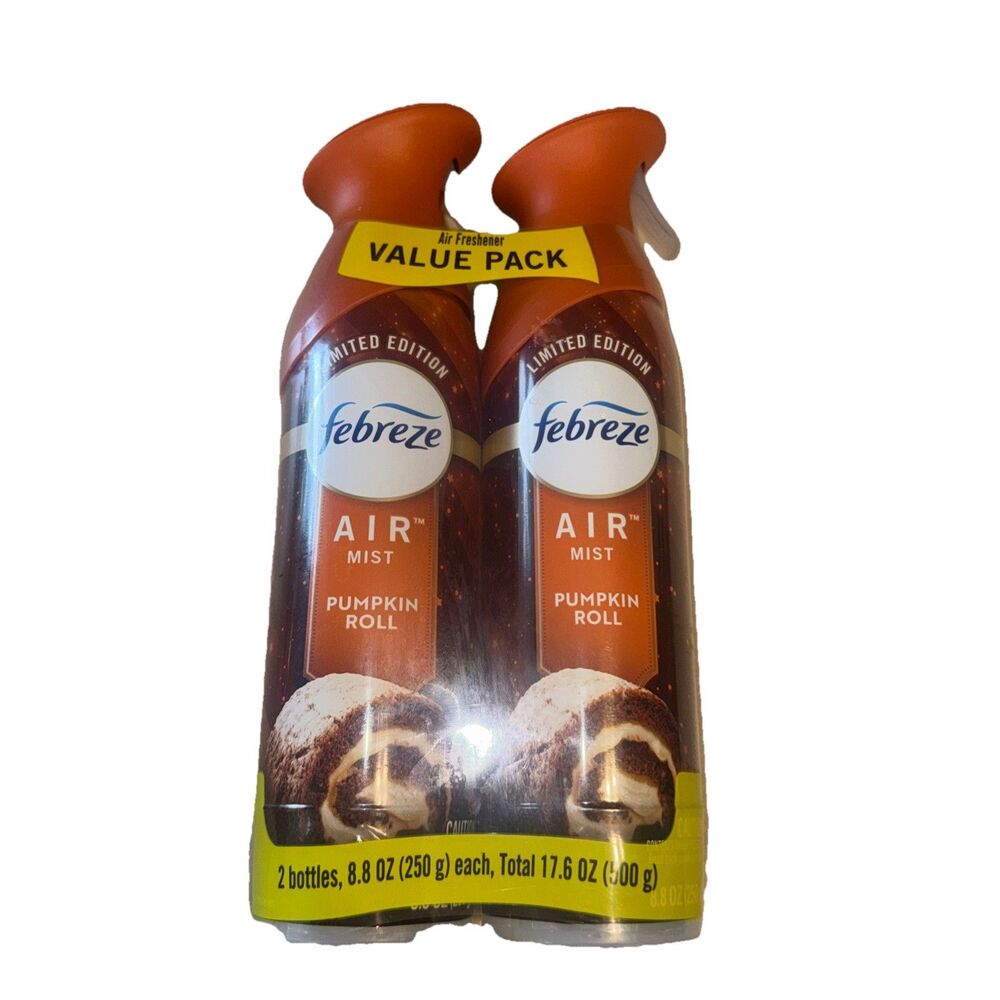 2 Pack Febreze Air Mist Pumpkin Roll 8.8oz Limited Edition Air Freshener